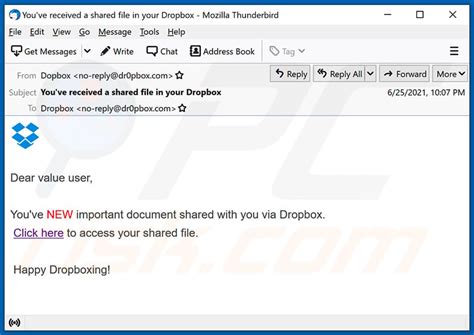 spam dropbox email